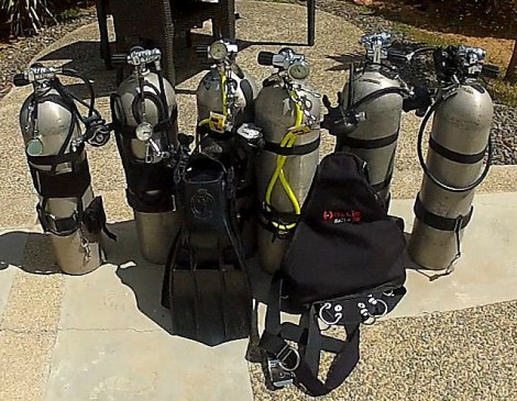 The same number of stages (cylinders) that Alan and I took into the water today.