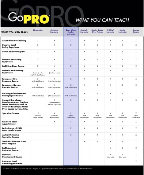 What your PADI Pro rating allows you to do.