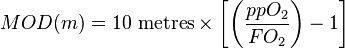 Formula for calculating the MOD in metres